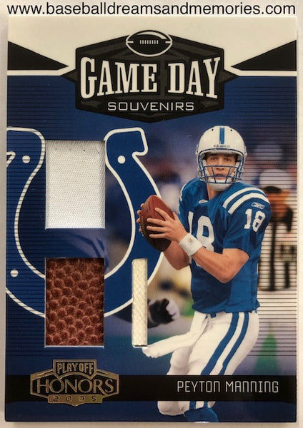 2005 Playoff Honors Peyton Manning Game Day Souvenirs Triple Relic Card Serial Numbered 22/25