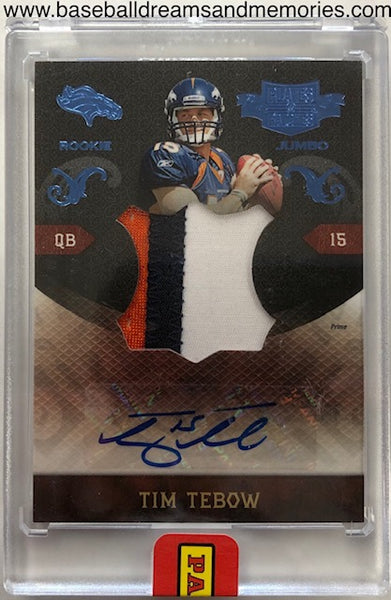 2010 Panini Plates & Patches Tim Tebow Rookie Autograph Jumbo Jersey Patch Card Serial Numbered 14/25