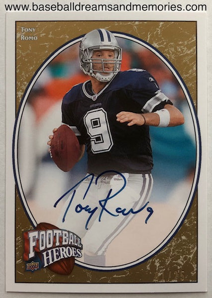 2008 Upper Deck Football Heroes Tony Romo Autograph Card Serial Numbered 01/25