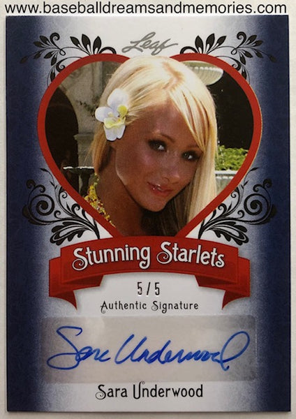 2013 Leaf Pop Century Sara Underwood Stunning Starlets Autograph Card Serial Numbered 5/5