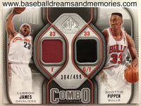 2009-10 SP Game Used Lebon James & Scottie Pippen Combo Materials Dual Jersey Serial Numbered 384/499