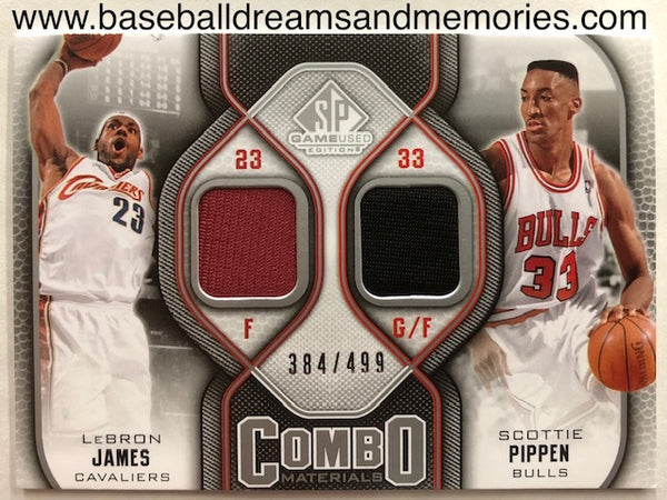 2009-10 SP Game Used Lebon James & Scottie Pippen Combo Materials Dual Jersey Serial Numbered 384/499