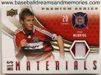 2010 Upper Deck Soccer Brian McBride MLS Materials Premium Series Jersey Patch Card Serial Numbered 06/35