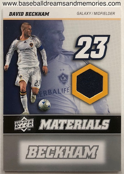 2008 Upper Deck Soccer David Beckham MLS Materials Jersey Card Rare BLUE Jersey