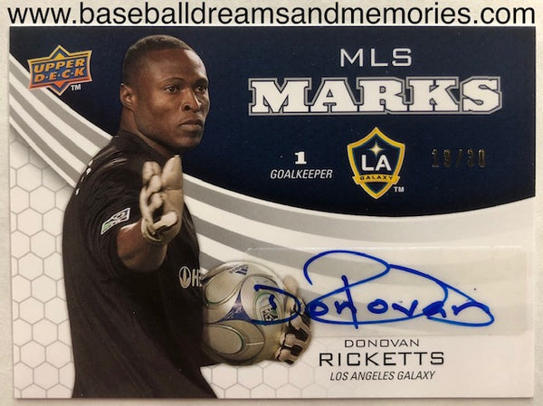 2010 Upper Deck Soccer Donovan Ricketts MLS Marks Autograph Card Serial Numbered 19/30