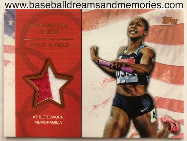 2012 Topps United States Olympic Team Caramelita Jeter Worn Relic Card Serial Numbered 38/75