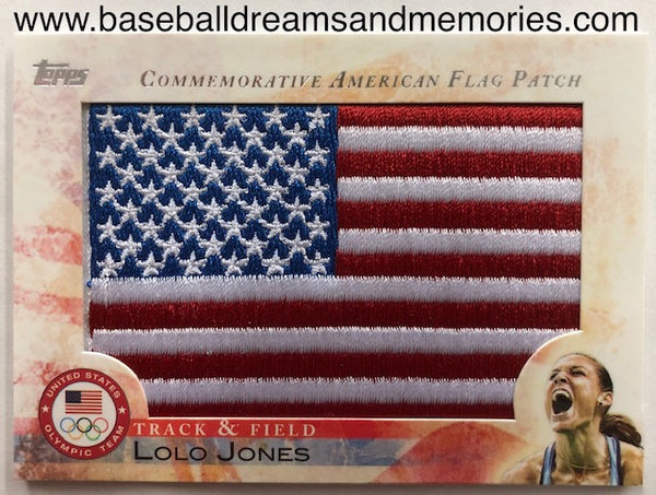 2012 Topps United States Olympic Team Lolo Jones Commemorative Flag Patch Card