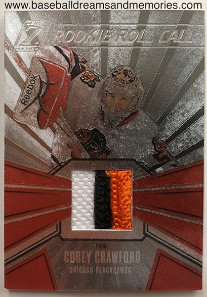 2010-11 Panini Zenith Corey Crawford Rookie Roll Call Jersey Patch Card