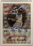 1997 Topps Barry Bonds '96 Season Highlights Autograph Card Serial Numbered 36/500