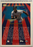 1997 Topps Barry Bonds '96 Season Highlights Autograph Card Serial Numbered 36/500