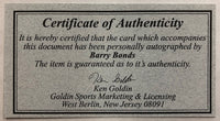 1997 Topps Barry Bonds '96 Season Highlights Autograph Card Serial Numbered 36/500