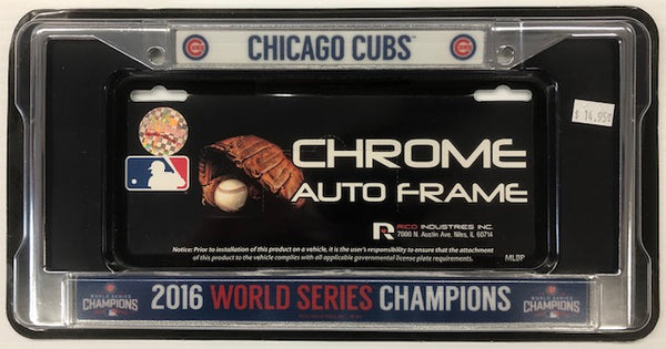 Chicago Cubs 2016 World Series Champions Chrome Auto License Plate Frame