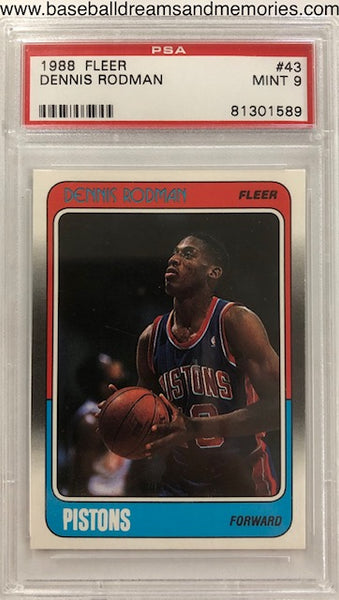 1988 Fleer Dennis Rodman Rookie Card Graded PSA MINT 9