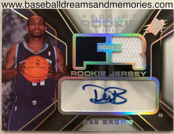 2006-07 Upper Deck SPX Dee Brown Rookie Dual Jersey Autograph Serial Numbered 1006/1199