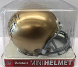Riddell Sports Chicago Bears Dave Duerson Autograph Signed Notre Dame Mini Helmet Inscribed Go Irish!