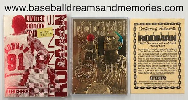 1996 Bleachers Dennis Rodman Limted Edition 23kt Gold Sculptured Card with Colored Hair Serial Numbered 05511/10000