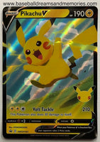 Pokemon Pikachu V Celebrations 25th Anniversary Card