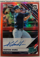 2019 Panini Donruss Optic Keston Hiura Rated Prospect Rookie Autograph Card Serial Numbered 22/50