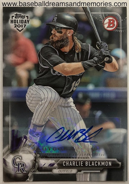 2017 Topps Holiday Charlie Blackmon Autograph Card Serial Numbered 38/85