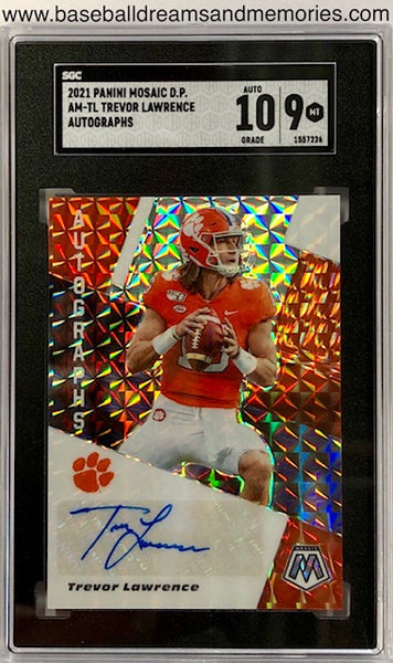 2021 Panini Mosaic Draft Picks Trevor Lawrence Autograph Prizm Card Graded SGC Mint 9 with 10 Autograph Grade