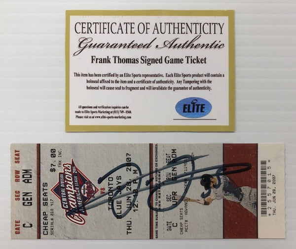 Chicago White Sox Frank Thomas 500 Home Run Game Autograph Signed Game Ticket