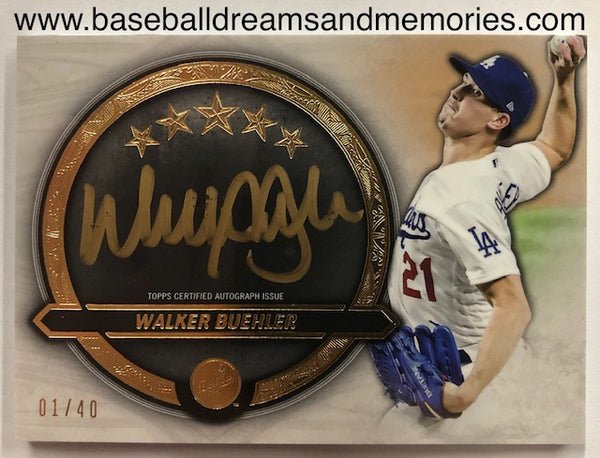 2021 Topps Five Star Walker Buehler Golden Graphs Autograph Card Serial Number 01/40