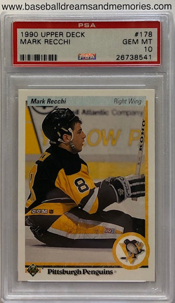 1990 Upper Deck Mark Recchi Rookie Card Graded PSA GEM MT 10