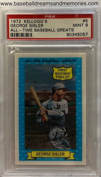 1972 Kellogg's Xographs George Sisler All-Time Baseball Greats Card Graded PSA MINT 9