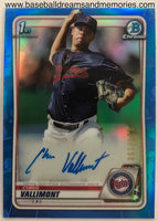 2020 Bowman Chris Vallimont Autograph Blue Refractor Card Serial Numbered 027/150