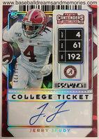 2020 Panini Contenders Draft Picks Jerry Jeudy College Ticket Cracked Ice Parallel Serial Numbered 16/23