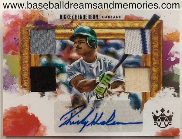 2020 Panini Diamond Kings Rickey Hendersen Autograph Jersey Patch Card
