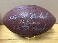Steve McMichael Autographed Football Inscribed "76 Bears S.B. XX Champs" PSA Authenticated