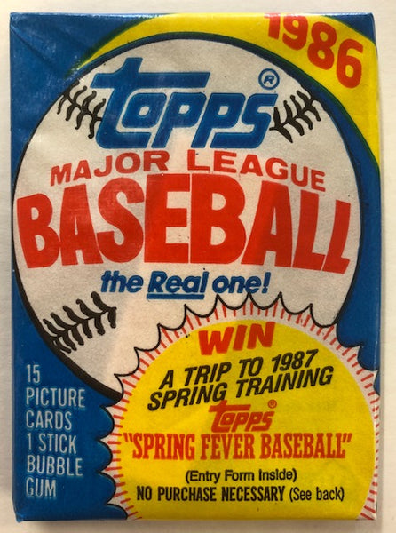 1986 Topps Baseball Pack with 1 Stick of Bubble Gum