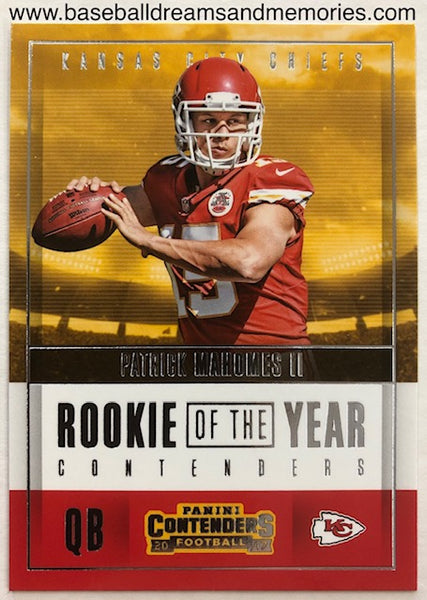 2017 Panini Contenders Patrick Mahomes Rookie of the Year Contenders Card