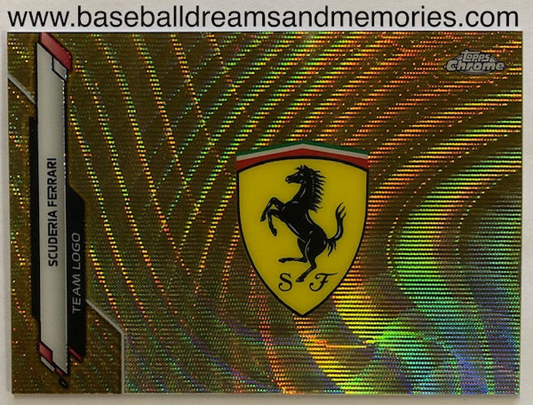 2020 Topps Chrome Formula 1 Scuderia Ferrari Team Logo Gold Wave Card Serial Numbered 43/50