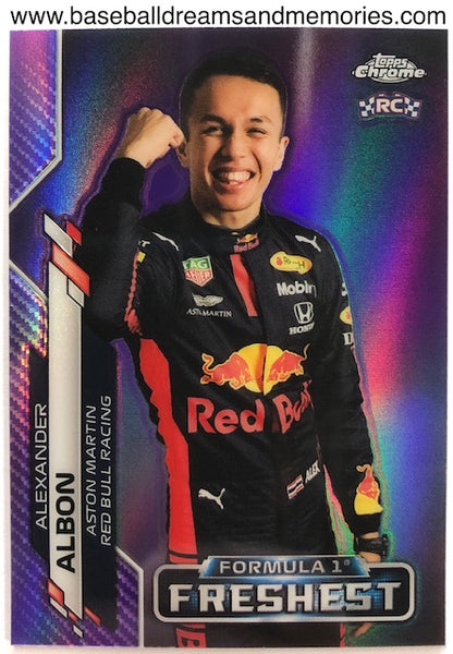 2020 Topps Chrome Formula 1 Alexander Albon Rookie Purple Refractor Card Serial Numbered 035/399