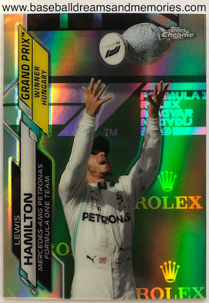 2020 Topps Chrome Formula 1 Lewis Hamilton Grand Prix Winner Hungary Refractor Card