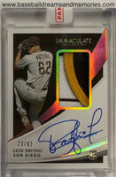2021 Panini Immaculate Collection Luis Patino Autograph Patch Card Serial Numbered 23/62
