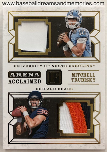 2017 Panini Pantheon Mitchell Trubisky Arena Acclaimed Dual Patch Card Serial Numbered 25/25