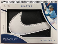 2020 Panini Immaculate Collection Kyle Lewis Player Worn Cleats Relic Card Serial Numbered 03/12