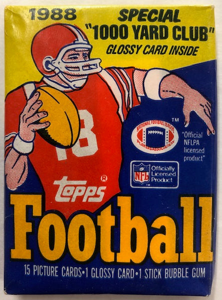 1988 Topps Football Pack with 1 Stick of Bubble Gum