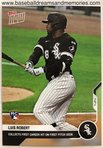 2020 Topps Now Luis Robert Rookie Card "Collects First Career Hit On First Pitch Seen"