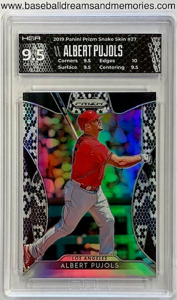 2019 Panini Prizm Albert Pujols Snake Skin Silver Prizm Card Serial Numbered 05/50 (Jersey Number) Graded HGA 9.5 GEM MT