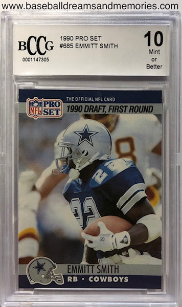 1990 Pro Set Emmitt Smith First Round Draft Rookie Card Graded BCCG 10 Mint or Better