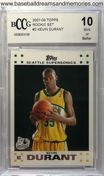 2007-08 Topps Rookie Set Kevin Durant Card Graded BCCG 10 Mint or Better