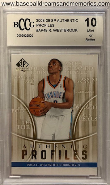 2008-09 SP Authentic Russell Westbrook Authentic Profiles Card Graded BCCG 10 Mint or Better