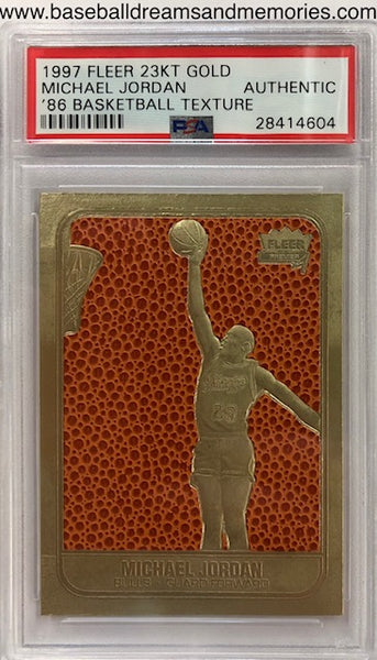1997 Fleer Michael Jordan 23kt Gold '86 Basketball Texture Card PSA Authentic