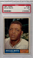 1961 Topps Willie Mays Card Graded PSA EX-MT 6