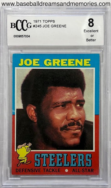 1971 Topps Joe Greene Rookie Card Graded BCCG 8 Excellent or Better