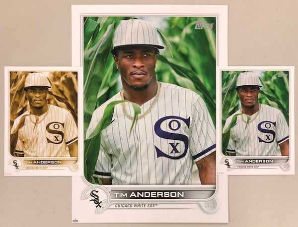 2022 Topps Tim Anderson Field of Dreams Short Print Set of 3 Cards (Matching Number Set 04/10, 04/49, 04/99)
